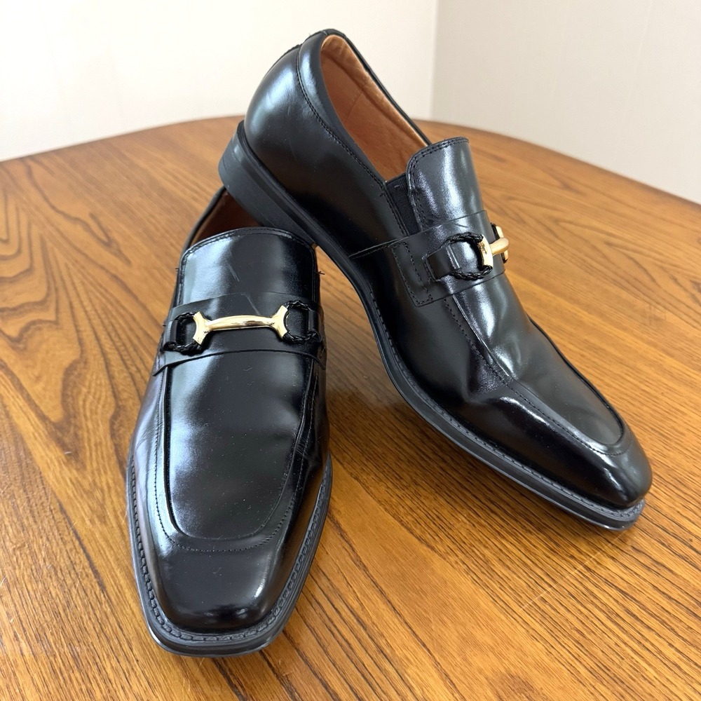 Stacy Adams Loafers Mens 8.5M Black Leather Bit‎ Slip On Dress Shoes 25245-001